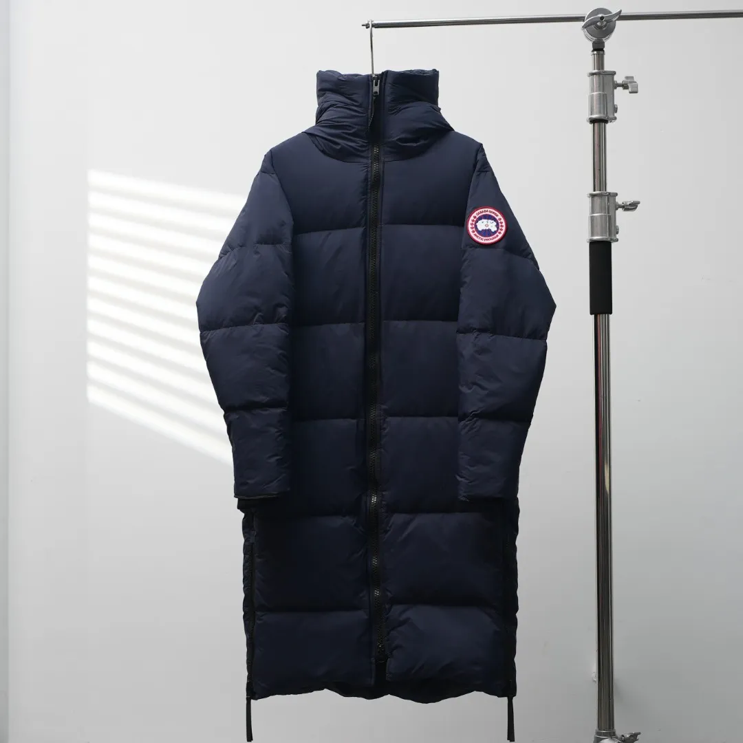 P1060 CANADA GOOSE丨Canada Goose 2800 Long Armband Hooded Down Jacket Color: Dark Blue Red Label Size: XS-XXL